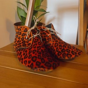 Anniel orange leopard print booties 7 BT